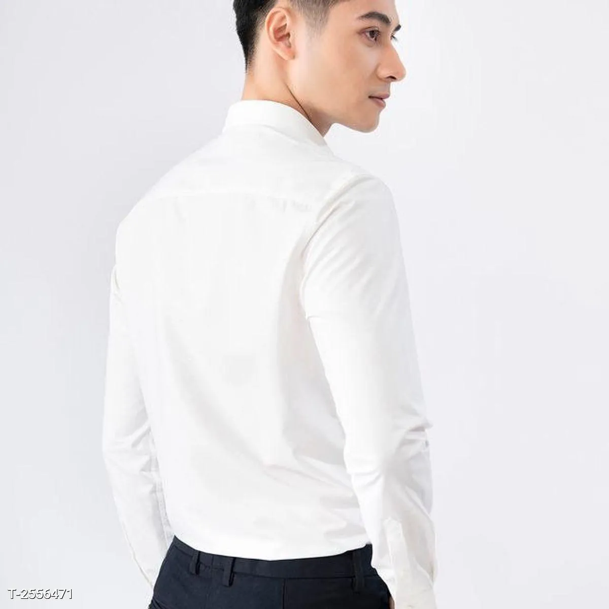 Áo Sơ Mi Nam Trơn Tay Dài Công Sở Cotton Màu Trắng - góc khác